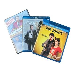 3 DVDs: Mr Right, Casino Royale, and Anchorman
